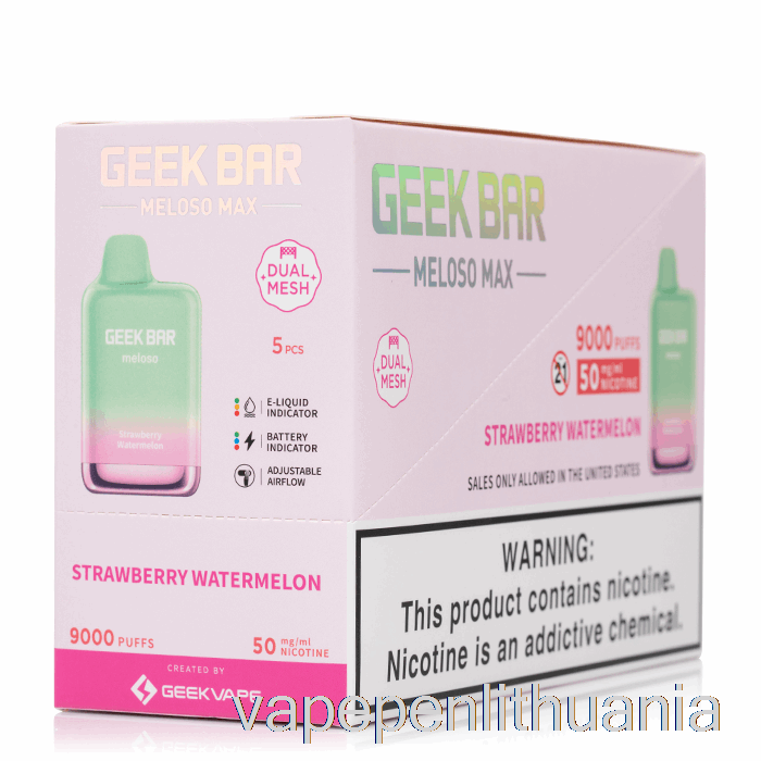 [5 Pakuotės] Geek Bar Meloso Max 9000 Vienkartinis Vape Skystis